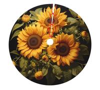 with The Yellow Sunflower 48 Inch Christmas Decoration Tree Skirt Mat - for Farmhouse Xmas Holiday Party Christmas Tree Decoration