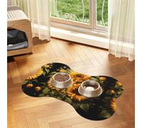 with the yellow sunflower Bone Shaped Absorbent Dog Feeding Mat