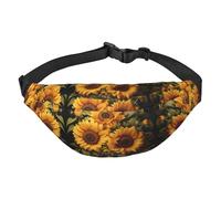 with the yellow sunflower Boys Crossbody Waist Bag, Large Travel Fashion Waist Bag for Sports, Running, Cycling, Traveling, Fishing