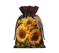 with the yellow sunflower Colorblock linen drawstring bags Christmas drawstring bags perfect for Christmas party decorations
