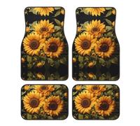 with The Yellow Sunflower Printed car mats 4-Piece Set | Wear-Resistant and Stain-Resistant | Perfect for Cars/SUVs/Vans