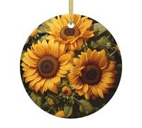 with the yellow sunflower Printed Double-Sided Christmas Ceramic Ornaments â€“ Perfect Souvenir Decorations for Festive and