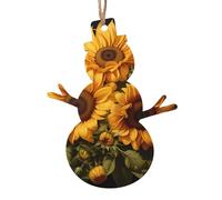 with the yellow sunflower Wooden Tree Ornaments Snowman Shape 2 PCS, Hanging Decorative Pendants, Vintage Design for Holiday