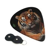 With Tiger And Paws 6 Pack Guitar Picks With Holder, Personalized Guitar Plectrums Non-Slip Portable Ukulele Bass Picks 0.71mm For Acoustic Guitar Lovers Gifts