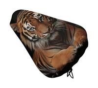 with Tiger and Paws Bike Seat Cover Waterproof Oxford Fabric, Universal Adjustable Bicycle Saddle Cover with Drawstring Easy Install Protective Rain Dust Covers for Women Men