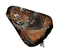 with Tiger and Paws Bike Seat Cover Waterproof Oxford Fabric, Universal Adjustable Bicycle Saddle Cover with Drawstring Easy Install Protective Rain Dust Covers for Women Men