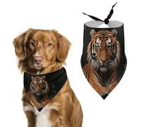 with Tiger and Paws Dog Bandanas for Feeding Grooming, Triangle Pet Bibs for Cats & Dogs Washable Fashion Pets Scarf for Party Travel 27.6 X 11.8 Inch