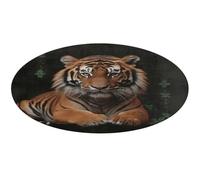 with Tiger and Paws Round Area Rug Non Slip Backing Doormat Water Absorbent Plush Throw Low-Pile Non-Slip Floor Mat Carpet for Living Room Bedroom Entryway Nursery Room 60 * 60cm