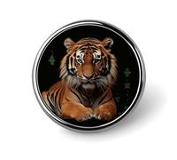 With Tiger And Paws Round Badge for Men Women, Durable & Stylish Lapel Pins, Lightweight Metal Badges for Shirts, Jackets, Hats