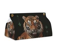 With Tiger And Paws Tissue Box Cover Rectangle Modern PU Leather Tissue Holder Farmhouse Napkin Holders Decorative Tissues Box Holder for Bathroom Kitchen Office Bedroom Dresser