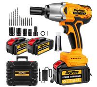 (With two Batteries) Cordless Impact Wrench Brushless Power Impact Gun 21V 1/2 Inch 6.0Ah Battery Max Torque 800N.m