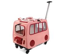 with Wheels sonLarge Type Cat Cage ., Rolling Cat Mimi Cage, Two-Box Design, Removable Partitions, Suitable for Cats Weighing 22 Pounds, Suitable for Car Travel Bus Subway (Pink)