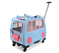 with Wheels sonLarge Type Cat Cage ., Rolling Cat Mimi Cage, Two-Box Design, Removable Partitions, Suitable for Cats Weighing 22 Pounds, Suitable for Car Travel Bus Subway (Blue)
