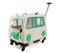 with Wheels sonLarge Type Cat Cage ., Rolling Cat Mimi Cage, Two-Box Design, Removable Partitions, Suitable for Cats Weighing 22 Pounds, Suitable for Car Travel Bus Subway (Beige)