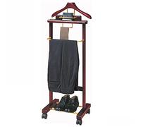 With Wheels Wooden Suit Valet Stand Women And Men Clothes Rack With Top Tray Trouser Bar Tie Belt Bars And Shoe Rack For Bedroom And Living Room (Size : 41 * 35 * 116cm)