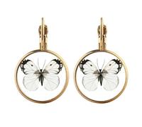 with White Dark Wings Gold Clip On Drop Earrings Non Piercing Dangle Jewelry