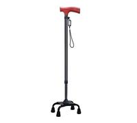with Wooden Telescopic Cane for The Elderly Lightweight Four-Legged Non-Slip with Adjustable Four-Corner