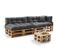 WITHARTPLAN Euro Pallet Pillows Set of 6-Water-Resistant Cushions for Garden Furniture [2PCS 120x40+2PCS 120x80+1PCS 40x60+1PCS 40x40] Cold Foam Fill,Outdoor Patio Use(Pallets Not Included),Dark Grey