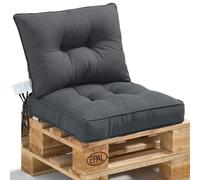 WITHARTPLAN Garden Cushions Premium Outdoor Chair Cushion for Patio Furniture, Rattan Sofa & Bench Set of 2: Seat Cushion 60x60x10cm - Back Cushion 60x40x12cm,Dark Grey