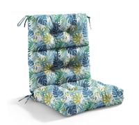 WITHARTPLAN High Back Chair Cushion for Outdoor Furniture-Waterproof All-Weather Adirondack Cushion with High Rebound Foam, Seat & Back Support-Indoor/Outdoor Use,Blue Leaves