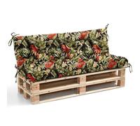 WITHARTPLAN Outdoor Bench Cushion Set (2/3/4 Seater) - Waterproof Garden Seat Cushions with Backrest, 120x100x10cm, for Patio Lounger, Swing & Hammock - High-Density Foam,Floral Black