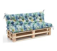 WITHARTPLAN Outdoor Bench Cushion Set (2/3/4 Seater) - Waterproof Garden Seat Cushions with Backrest, 150x100x10cm, for Patio Lounger, Swing & Hammock - High-Density Foam,Blue Leaves
