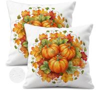 WitHero Classic Harvest Pumpkin Wreath Throw Pillow Covers