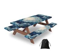 Within The Tides Print 3 Pack Wipeable Picnic Bench Cover And Table Cover Lightweight Table Cloth For Camping Outdoor