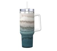Within The Tides Print 40oz with Straw and Lid, Stainless Steel Double Wall Vacuum Insulated Coffee Mug for Hot and Cold Coffee, Travel Mug with Handle