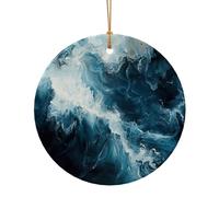 Within The Tides Print Ceramic Round Pendant For Travel Ornaments For Home Decor Christmas Ornament