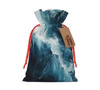 Within The Tides Print Christmas Drawstring Gift Bags With Cards For Xmas Party Decorations Holiday
