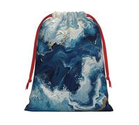 Within The Tides Print Christmas Drawstring Gift Bags, Xmas Holiday Fabric Gift Wrapping Bag For Party, Size-L