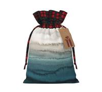 Within The Tides Print Christmas Imitation Burlap Gift Bag With Drawstring And Gift Tag,For Wrapping Candies