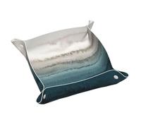 Within The Tides Print Leather Valet Tray, Dresser Organizer Tray, For Entryway Table Jewelry Watch Keys
