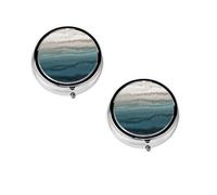 Within The Tides Print Pill Box, Round Pill Organizer, 3 Compartment Small Pill Case for Purse & Pocket, Portable Medicine Box, Travel Pill Case