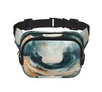 Within The Tides Square Double-Layer Waist Bag Mini Adjustable Waist Belt Bag Exercise Running Travel Hiking, Black, One Size