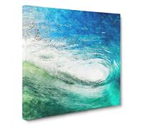 Within the Wave in Blue & Green Canvas Print | Gallery Wrapped 30mm Frame Wall Art | 20x20 inches | Ready to Hang | Abstract Seascape Picture | Living Room Bedroom Lounge Office