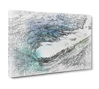Within The Wave In Blue & Green Canvas Print | Gallery Wrapped 30mm Frame Wall Art | 30x20 inches | Ready to Hang | Abstract Seascape Picture | Living Room Bedroom Lounge Office
