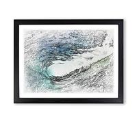 Within The Wave In Blue & Green In Abstract Modern Art Framed Print | A4 Black Framed Wall Art | Ready to Hang | Abstract Nautical Picture | Living Room Bedroom Lounge Office