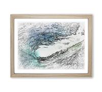 Within The Wave In Blue & Green In Abstract Modern Art Framed Print | A4 Oak Framed Wall Art | Ready to Hang | Abstract Nautical Picture | Living Room Bedroom Lounge Office