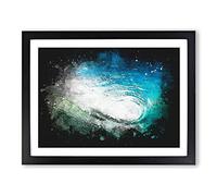 Within The Wave In Blue & Green Paint Splash Modern Art Framed Print | A2 Black Framed Wall Art | Ready to Hang | Modern Nautical Picture | Living Room Bedroom Lounge Office