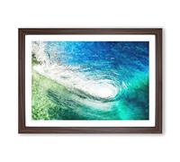 Within The Wave in Blue & Green Painting Framed Print | A2 Walnut Framed Wall Art | Ready to Hang | Modern Nautical Picture | Living Room Bedroom Lounge Office