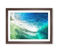 Within The Wave In Blue & Green Painting Modern Art Framed Print | A4 Walnut Framed Wall Art | Ready to Hang | Modern Nautical Picture | Living Room Bedroom Lounge Office