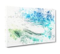 Within The Wave In Blue & Green Watercolour Canvas Print | Gallery Wrapped 30mm Frame Wall Art | 20x14 inches | Ready to Hang | Coastal Seascape Picture | Living Room Bedroom Lounge Office