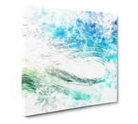 Within the Wave in Blue & Green Watercolour Canvas Print | Gallery Wrapped 30mm Frame Wall Art | 20x20 inches | Ready to Hang | Coastal Seascape Picture | Living Room Bedroom Lounge Office