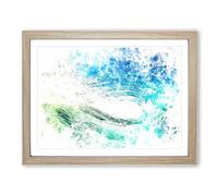 Within The Wave In Blue & Green Watercolour Modern Framed Print | A3 Oak Framed Wall Art | Ready to Hang | Modern Nautical Picture | Living Room Bedroom Lounge Office