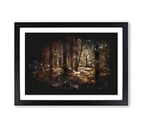 Within The Woods Paint Splash Framed Print | A2 Black Framed Wall Art | Ready to Hang | Modern Landscape Picture | Living Room Bedroom Lounge Office
