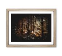 Within The Woods Paint Splash Modern Art Framed Print | A4 Oak Framed Wall Art | Ready to Hang | Modern Landscape Picture | Living Room Bedroom Lounge Office