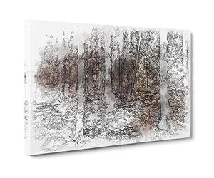 Within The Woods Sketch Canvas Print | Gallery Wrapped 30mm Frame Wall Art | 24x16 inches | Ready to Hang | Modern Landscape Picture | Living Room Bedroom Lounge Office