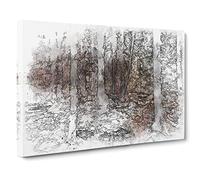 Within The Woods Sketch Canvas Print | Gallery Wrapped 30mm Frame Wall Art | 30x20 inches | Ready to Hang | Modern Landscape Picture | Living Room Bedroom Lounge Office